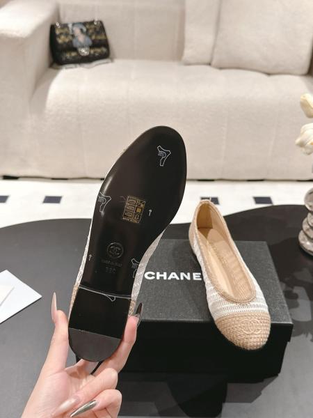 CHANEL Casual Single Shoes Women's White Beige