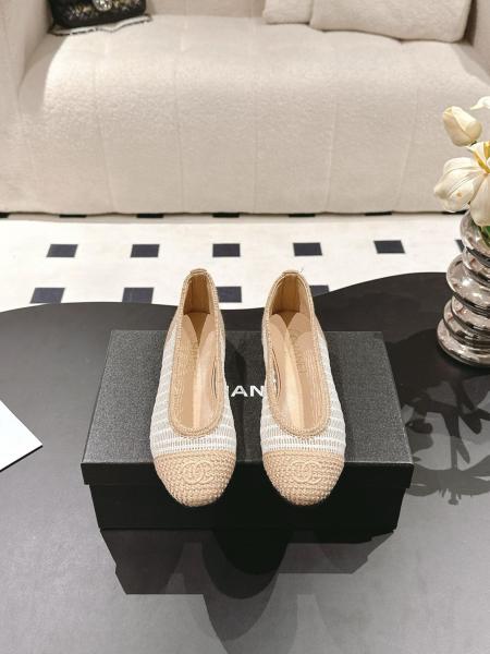 CHANEL Casual Single Shoes Women's White Beige