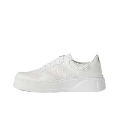 GUCCI Gg Embossed White Leather