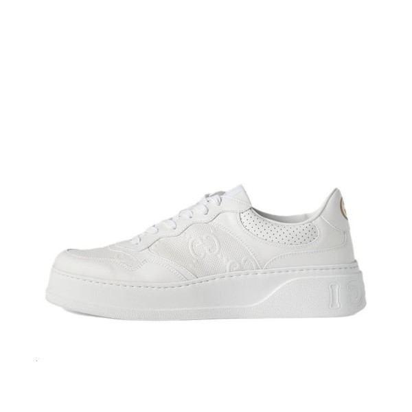 GUCCI Gg Embossed White Leather