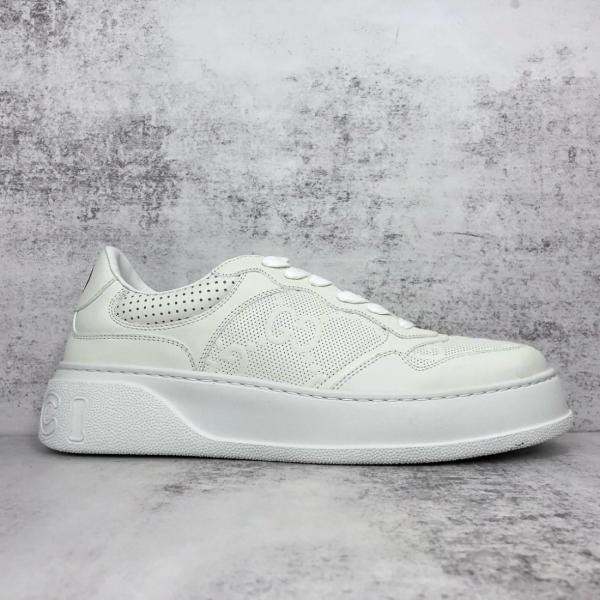 GUCCI Gg Embossed White Leather