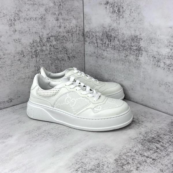 GUCCI Gg Embossed White Leather