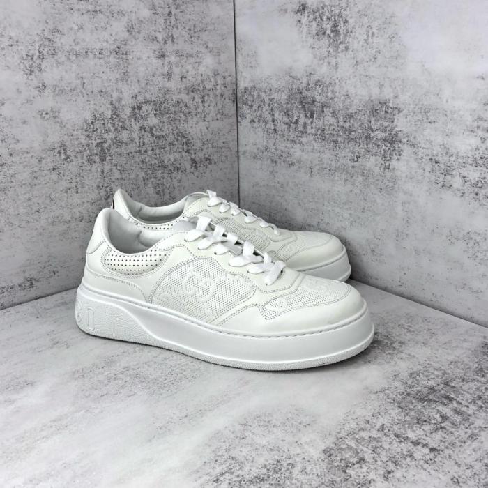GUCCI Gg Embossed White Leather