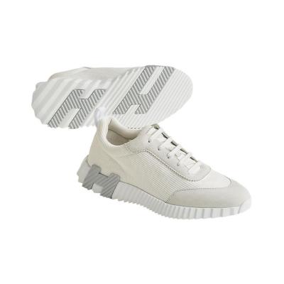 HERMES Bouncing Low Top Sports Casual Shoes Men's Beige Gray
