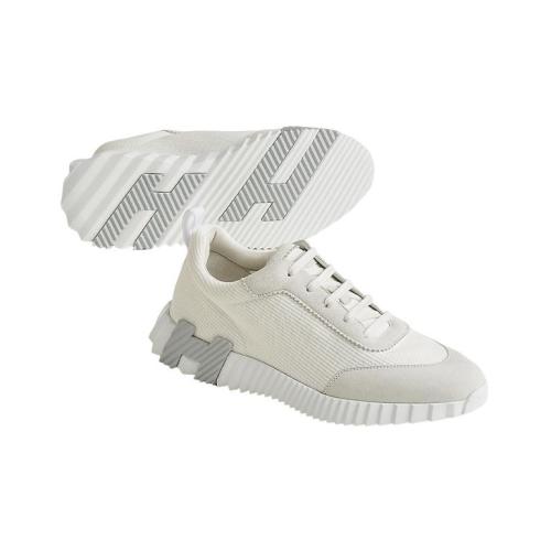 HERMES Bouncing Low Top Sports Casual Shoes Men's Beige Gray