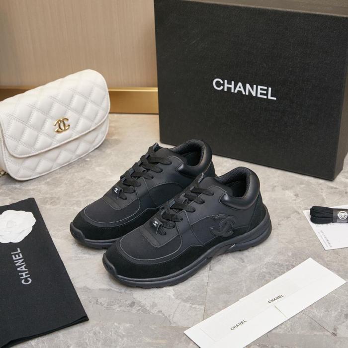 CHANEL Low Top Trainer Cc Triple Black Suede