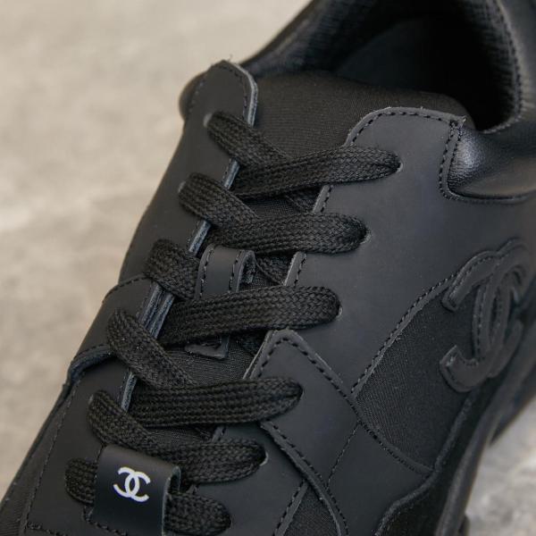 CHANEL Low Top Trainer Cc Triple Black Suede