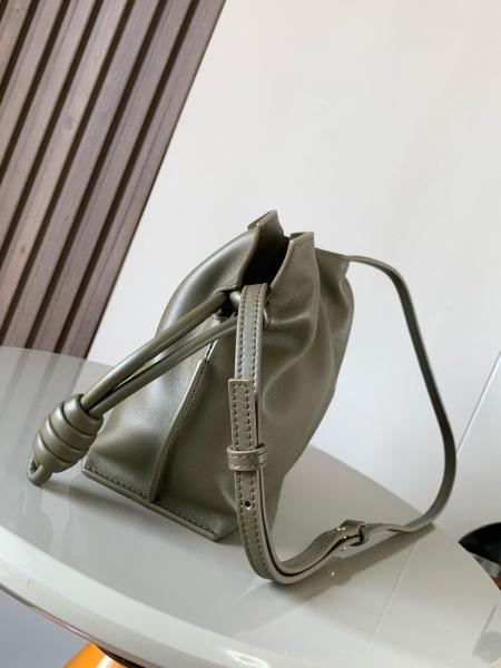 LOEWE Flamenco Nappa Cowhide Shoulder Bag, Crossbody Bag, Handbag Mini Women's Dark Khaki Green A411FC2X73-3969 size 23.9*9*18 cm