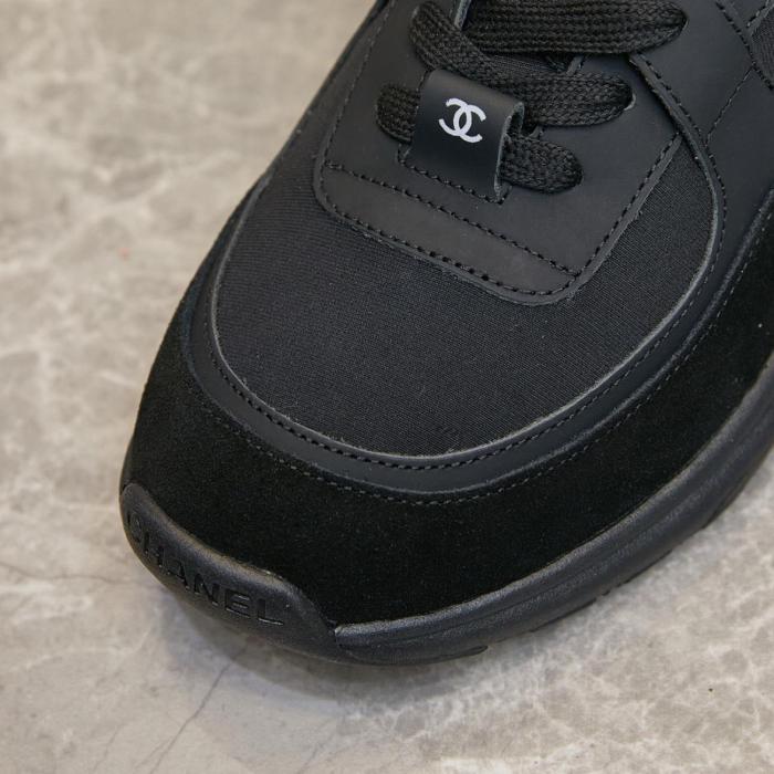CHANEL Low Top Trainer Cc Triple Black Suede