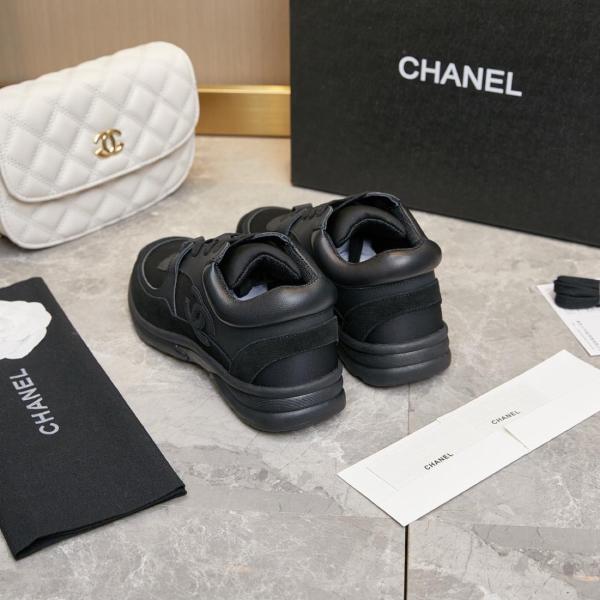CHANEL Low Top Trainer Cc Triple Black Suede