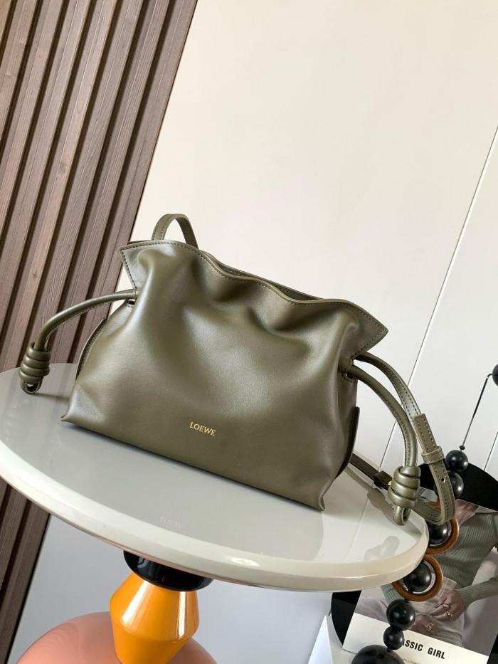 LOEWE Flamenco Nappa Cowhide Shoulder Bag, Crossbody Bag, Handbag Mini Women's Dark Khaki Green A411FC2X73-3969 size 23.9*9*18 cm
