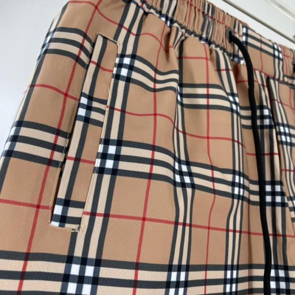 Burberry Check pattern lace-up casual shorts men's brown