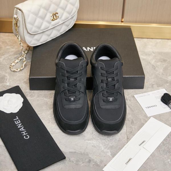 CHANEL Low Top Trainer Cc Triple Black Suede