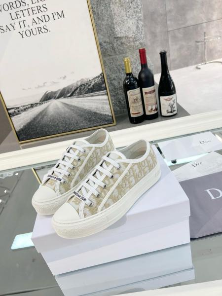 DIOR Walk'n'Dior Platform Shoes Low Top Skateboard Shoes Women's White Gold