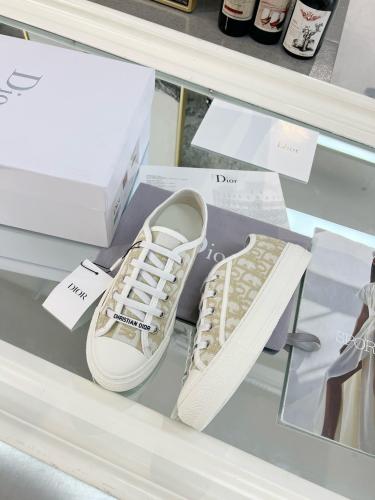 DIOR Walk'n'Dior Platform Shoes Low Top Skateboard Shoes Women's White Gold