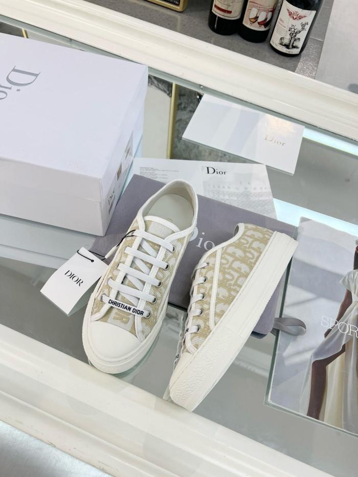 DIOR Walk'n'Dior Platform Shoes Low Top Skateboard Shoes Women's White Gold