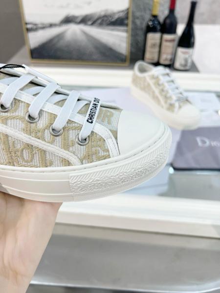 DIOR Walk'n'Dior Platform Shoes Low Top Skateboard Shoes Women's White Gold