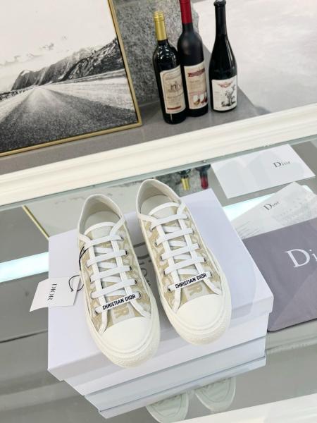 DIOR Walk'n'Dior Platform Shoes Low Top Skateboard Shoes Women's White Gold