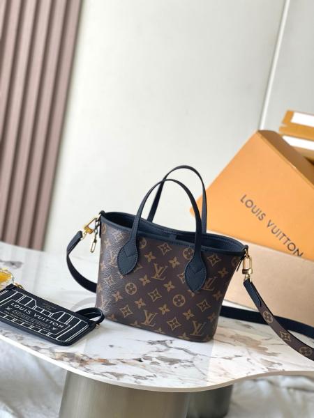 LOUIS VUITTON NEVERFULL Cow Leather Double Sided Neverfull Shoulder Bag Crossbody Bag Handbag Small Size Women's Black M12099 size 24*14*9 cm