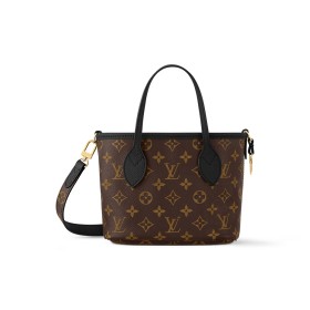 LOUIS VUITTON NEVERFULL Cow Leather Double Sided Neverfull Shoulder Bag Crossbody Bag Handbag Small Size Women's Black M12099 size 24*14*9 cm