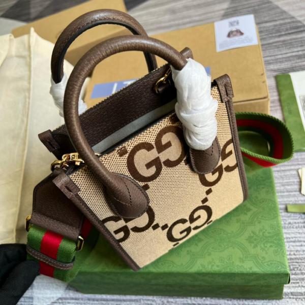 GUCCI Canvas With Leather Tote Bag Shopping Bag Handbag Shoulder Bag Crossbody Bag Mini Women's Beige Brown 699406-UKMDG-2570 size 16*7*20 cm