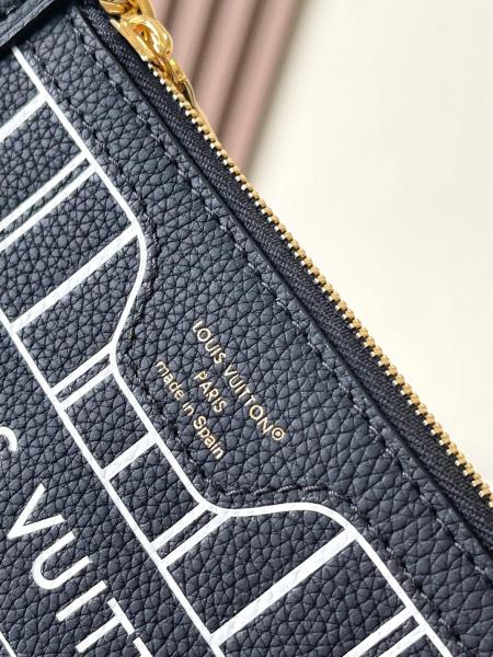 LOUIS VUITTON NEVERFULL Cow Leather Double Sided Neverfull Shoulder Bag Crossbody Bag Handbag Small Size Women's Black M12099 size 24*14*9 cm