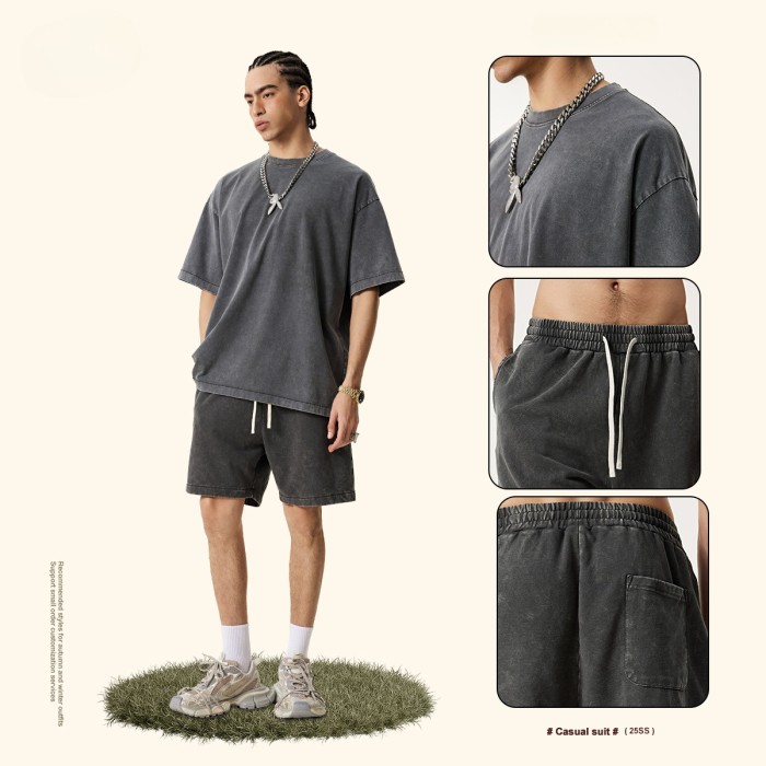 Oversized T-shirt and shorts set 8 colors Customized logo