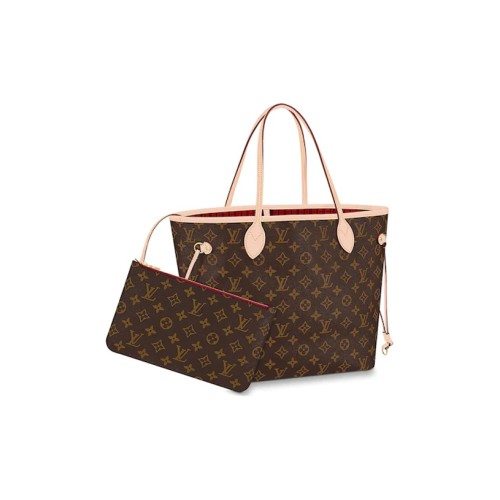 LOUIS VUITTON Neverfull MM Monogram Handbag Tote Women's Brown/Cherry M41177 size 31*14*28 cm