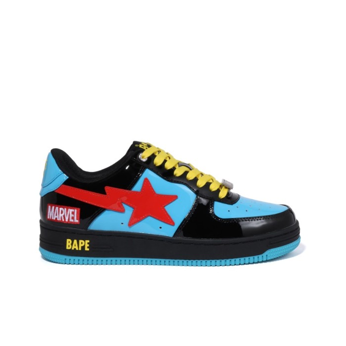 MARVEL/Marvel x A BATHING APE STA patent leather trendy Marvel joint Black Widow fashion sneakers men's black blue red