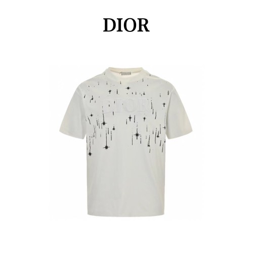 Dior 24ss toothbrush embroidered letters shooting star print short sleeves