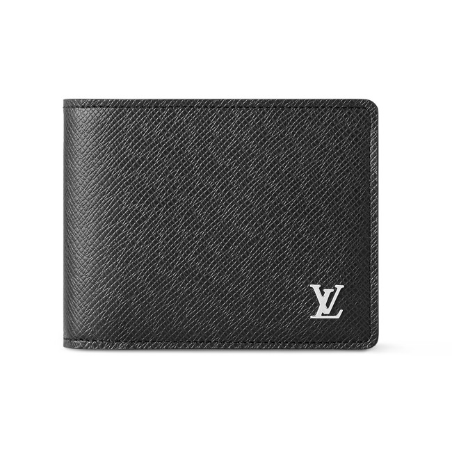 LOUIS VUITTON Multiple Cow Leather Wallet Men's Black M30295 size 11.5*1.5*9 cm