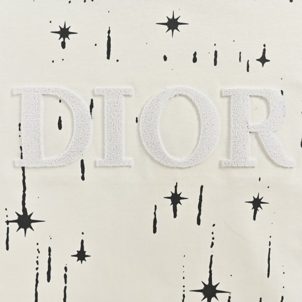 Dior 24ss toothbrush embroidered letters shooting star print short sleeves