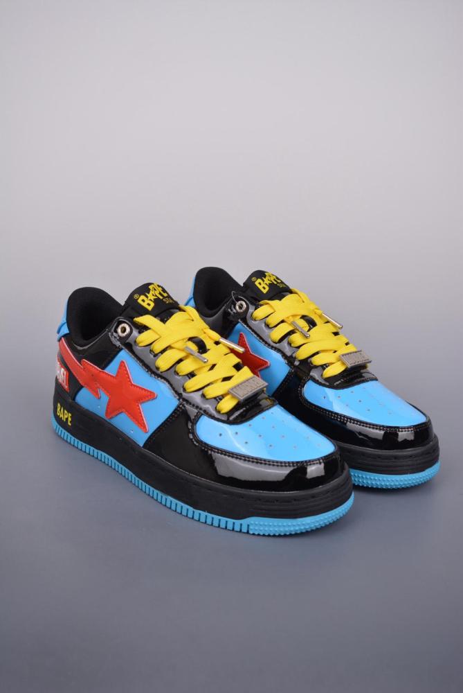 MARVEL/Marvel x A BATHING APE STA patent leather trendy Marvel joint Black Widow fashion sneakers men's black blue red