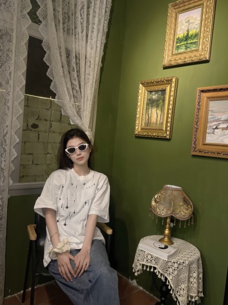 Dior 24ss toothbrush embroidered letters shooting star print short sleeves