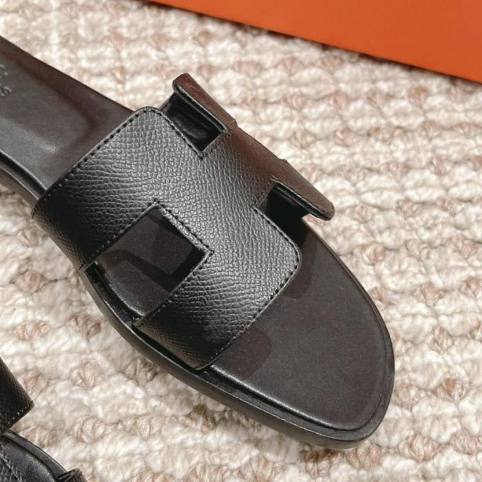 Hermes Oran Sandal black Box Calfskin Leather
