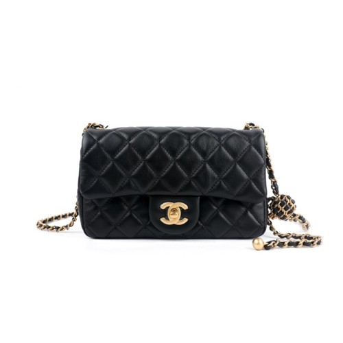 CHANEL Classic Flap CF Small Gold Ball Sheepskin Chain Bag, Shoulder Bag, Crossbody Bag Mini Women's Black AS1787-B08034-94305 size 20*7*13cm