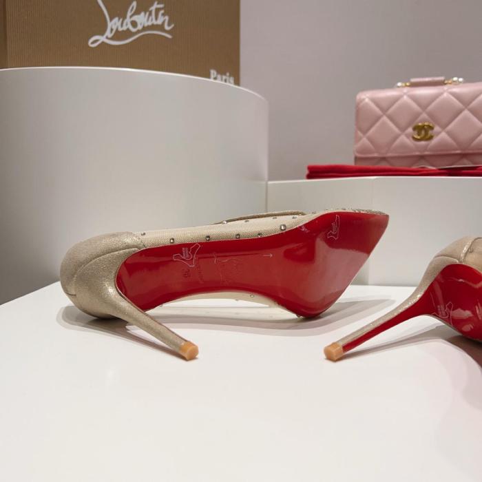 Christian Louboutin LUBOTING Slim Heel High Heels 8.5cm Women's Nude