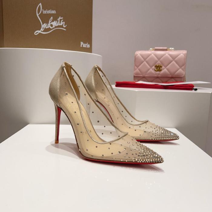 Christian Louboutin LUBOTING Slim Heel High Heels 8.5cm Women's Nude