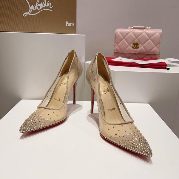 Christian Louboutin LUBOTING Slim Heel High Heels 8.5cm Women's Nude