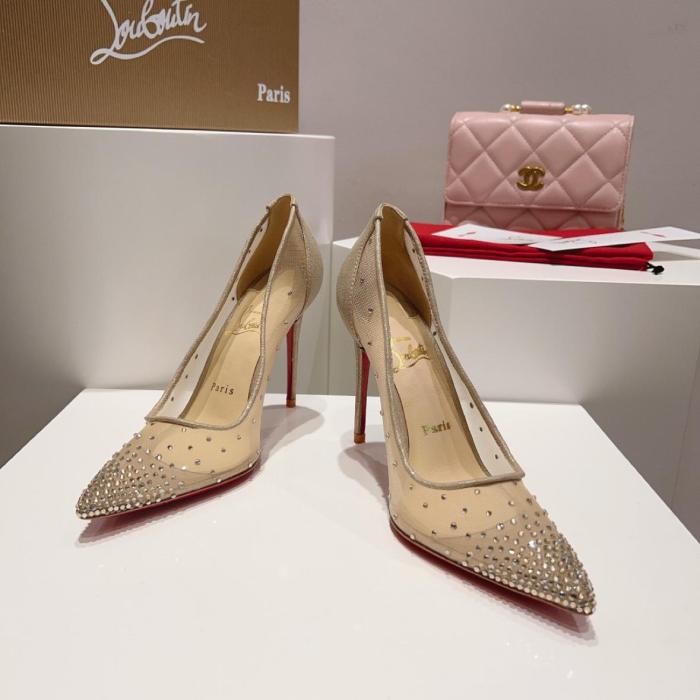 Christian Louboutin LUBOTING Slim Heel High Heels 8.5cm Women's Nude