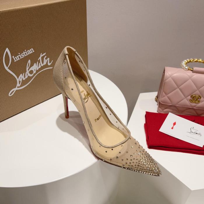 Christian Louboutin LUBOTING Slim Heel High Heels 8.5cm Women's Nude