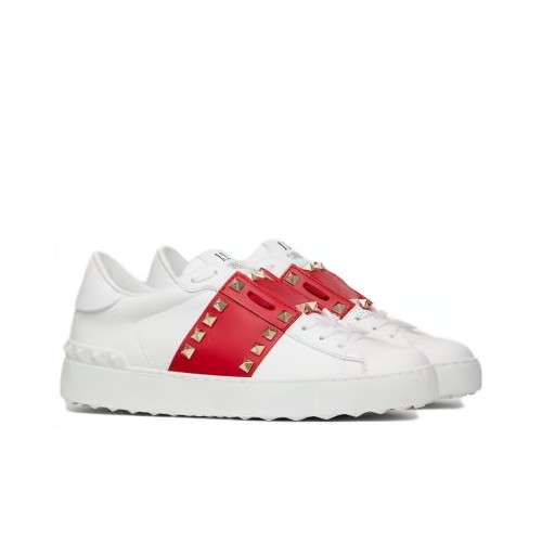 Valentino Rockstud Low Top Stylish Skateboarding Shoes Women's White Red