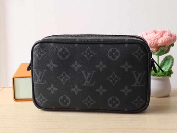 LOUIS VUITTON Brand Classic Print Zipper Closure Leather Wallet Regular Women's Black M14253