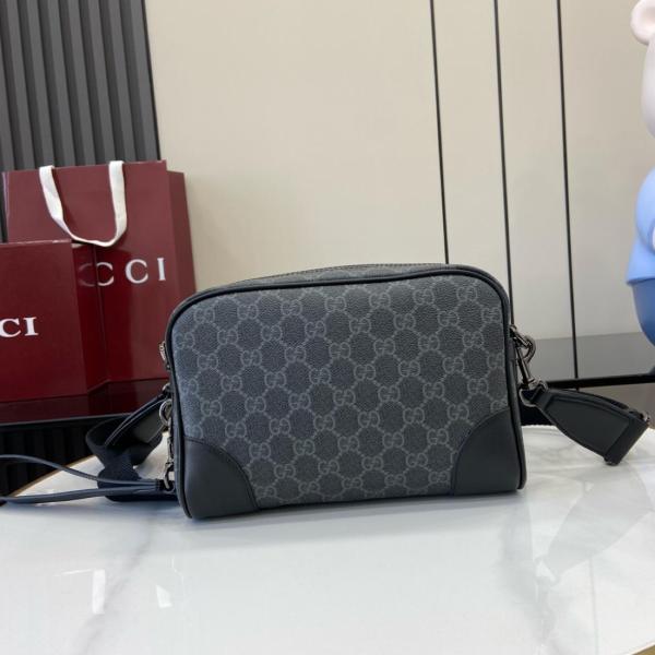 GUCCI GG Emblem Coated Material Shoulder Bag, Crossbody Bag Small Size Men's Black 821155-FAED4-1000 size 23*8*16.5 cm