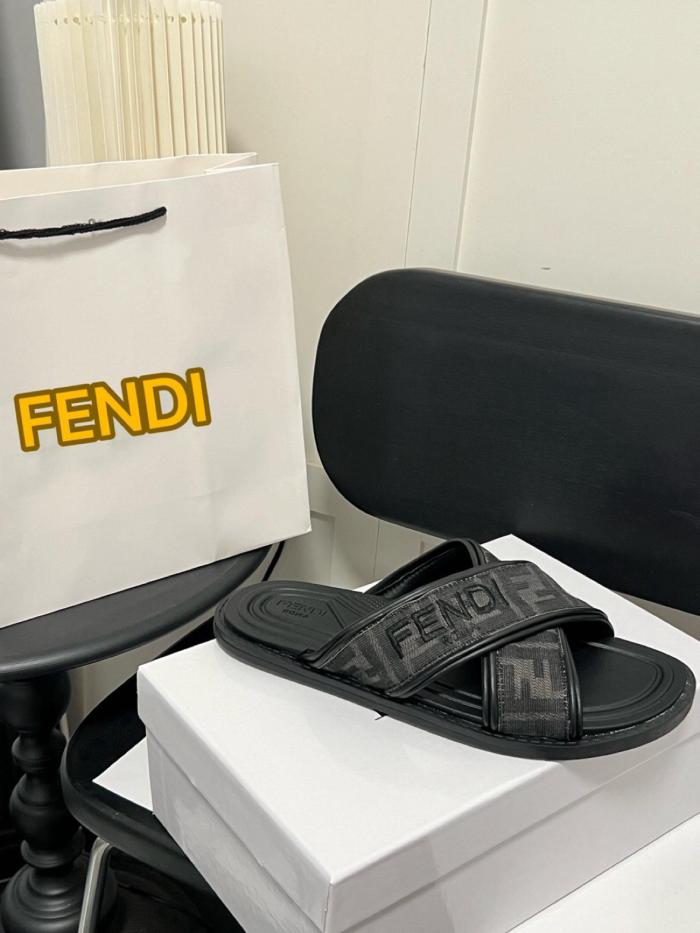 FENDI Ff Logo Detail Crossed Slides