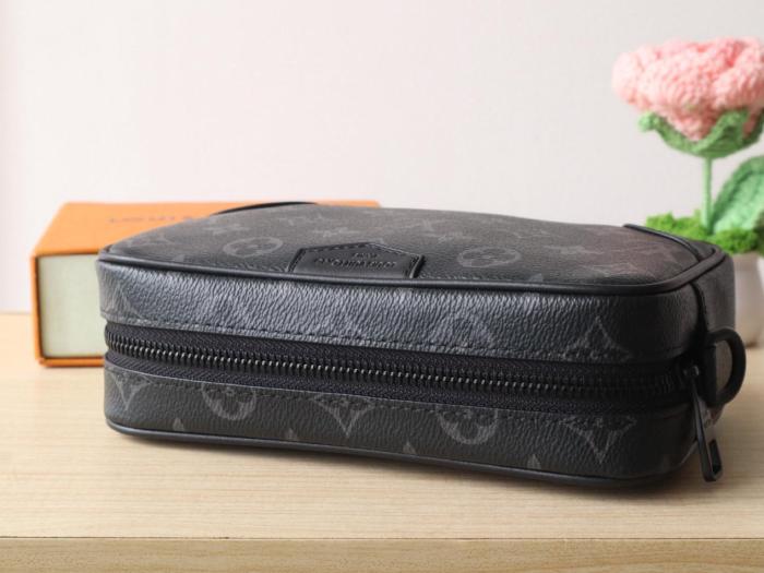 LOUIS VUITTON Brand Classic Print Zipper Closure Leather Wallet Regular Women's Black M14253