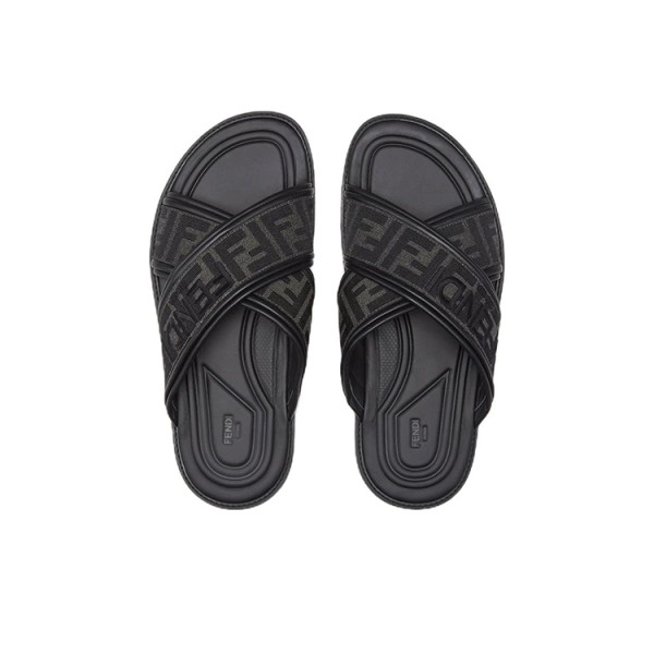 FENDI Ff Logo Detail Crossed Slides