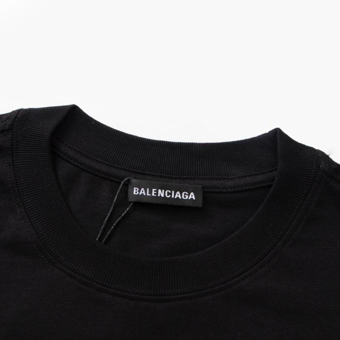 Balenciaga Drop Shoulder Sleeve T-Shirt Women's Black Regular Fit 