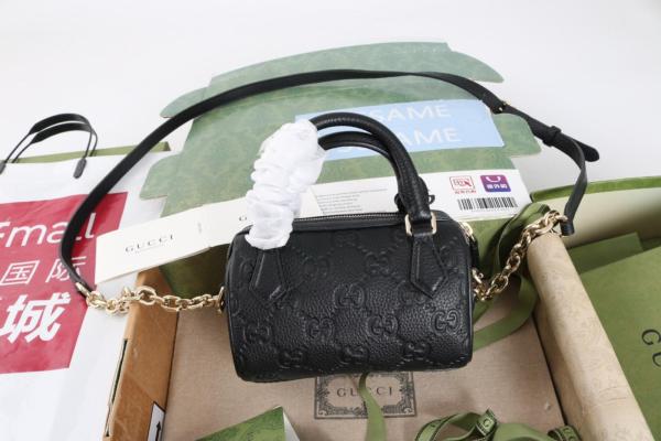 GUCCI Grain Leather Shoulder Bag, Crossbody Bag, Handbag Extra Mini Women's Black 815256-AAEEM-1000 16.5*8*10 cm