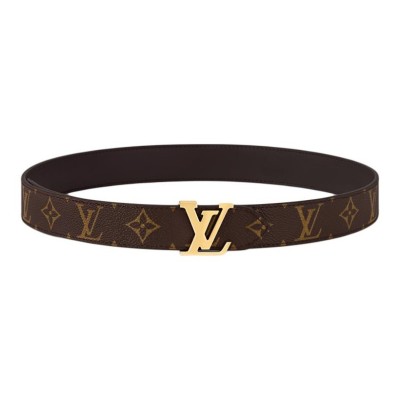 LOUIS VUITTON Double-sided design leather belt women's brown width 3CM